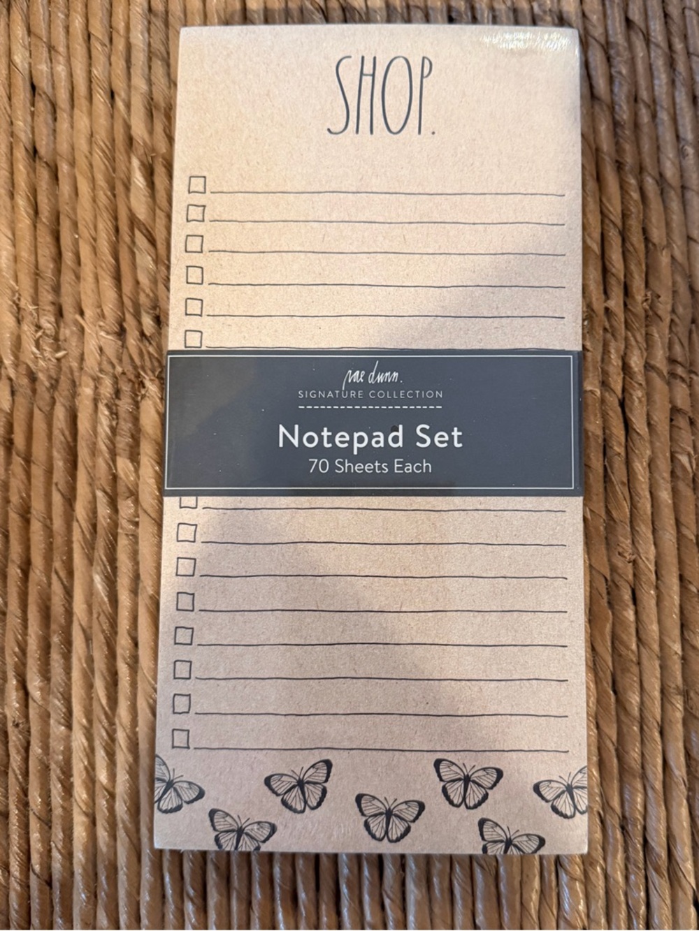 Rae Dunn set of two TO DO and
SHOP notepads